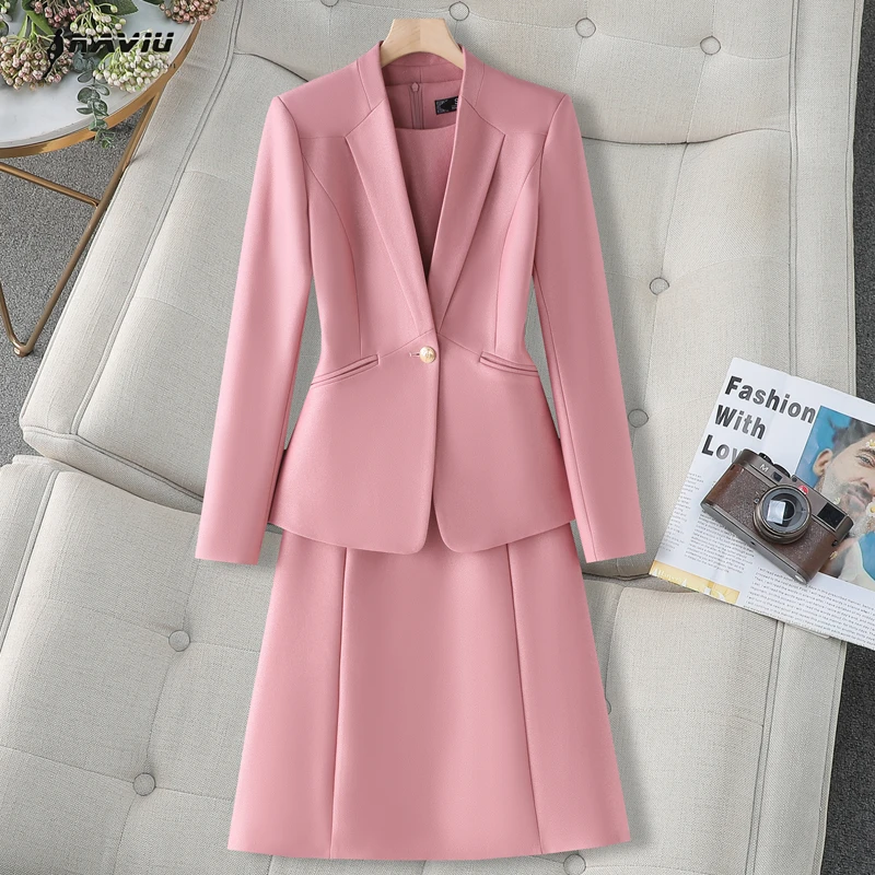 

NAVIU Elegant Business Women's Suit Set 2025 Autumn New Professional Long Sleeve Slim Blazer And Dress Office Ladies Work Wear