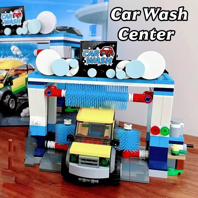 

Третья вечеринка, совместимые наборы MOC, городская серия, строительные блоки, центр автомобиля, мойка, обслуживание автомобилей, 4S, гараж, MOC, игрушки, подарок для детей