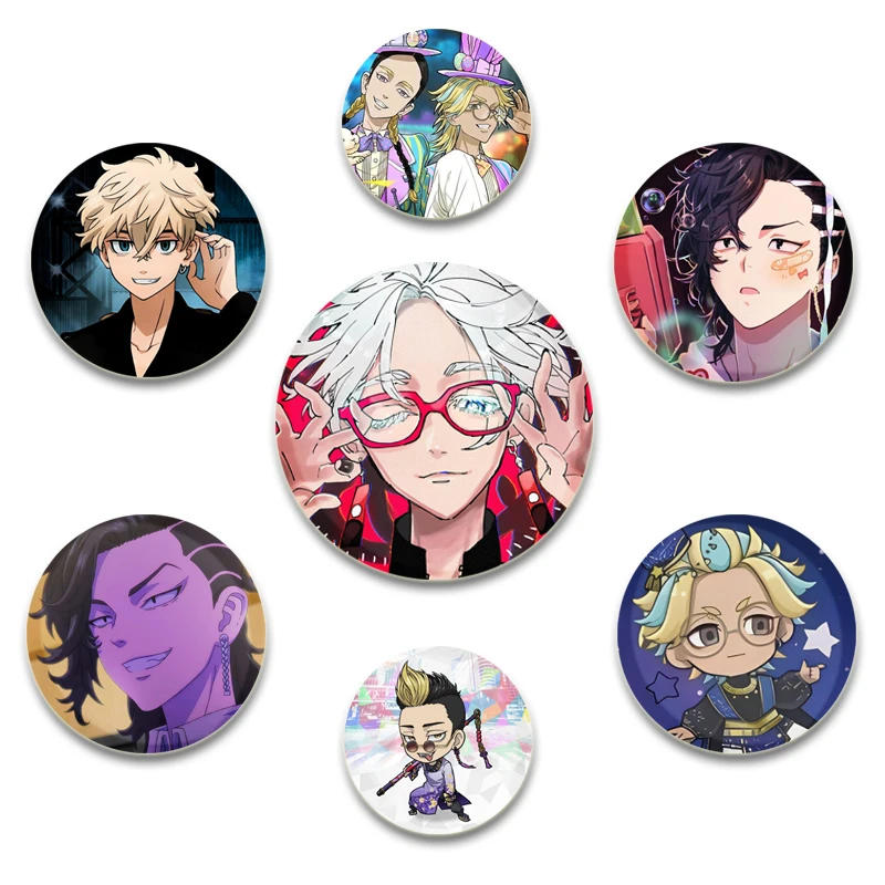 Tokyo Revengers Badges Major Sano Chifuyu Matsuno Keisuke Baji Takashi Mitsuya Anime Figures Lapel Pins Handmade Round Brooch