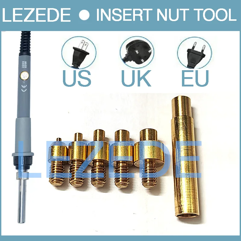 M2 M3 M4 M5 M6 Heat Set Insert Soldering Iron Tip Copper Nickel Plating Thread Insertion Nut Tool Kit For Plastic 3d Printing