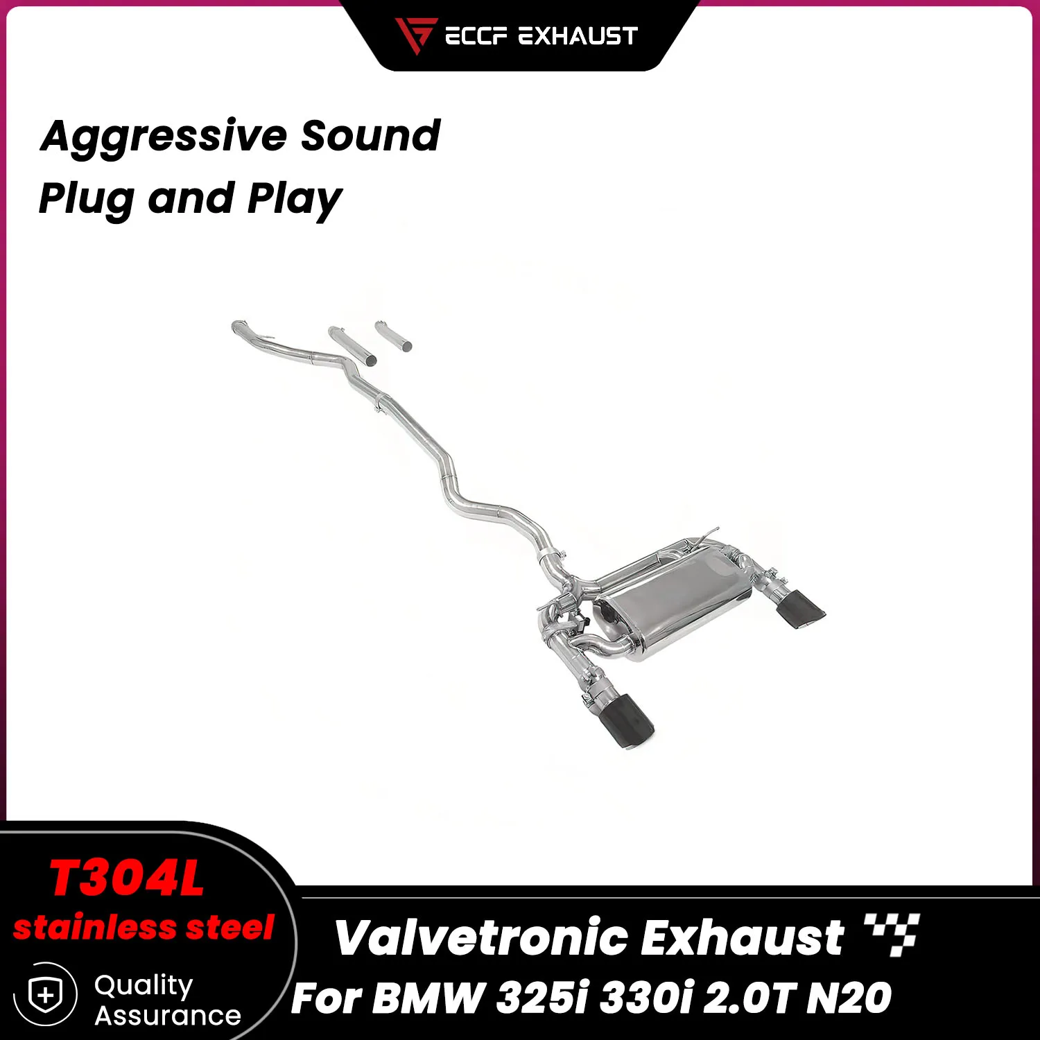 

Sporty Valvetronic Stainless Steel Catback Exhaust For BMW 325i 330i 2.0T N20 Performance Upgrade Easy Installation