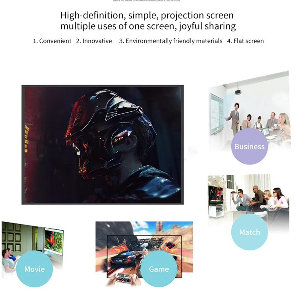 

Portable Projector Screen Foldable 150 Inch 16:9 Compact Indoor Outdoor Theater Camping High Definition Movie Screen