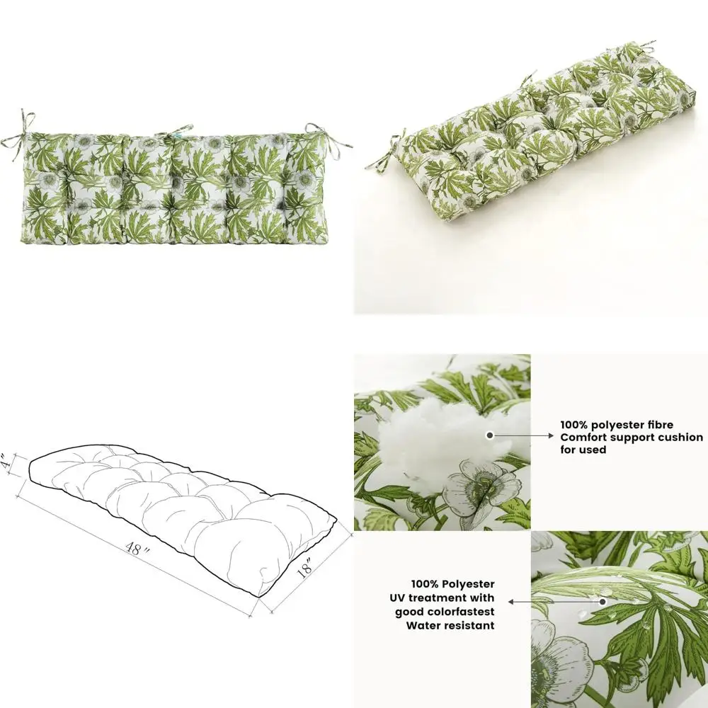 

plush outdoor bench cushion for patio, tufted loveseat cushion for wood or metal, 48x18x4 inches