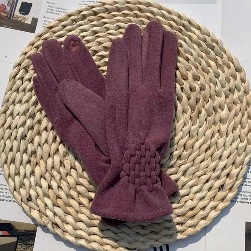 Outdoor Winter Touch Screen Gloves Soft Thicken Drive Cycling Gloves Keep Warm Windproof Five Finger Gloves Women Men