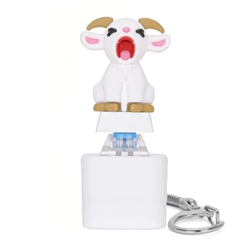 Novo Chaveiro Recarregável Cabra Gritante com LED Luminoso e Som, Clicker de Teclado com Interruptor Mecânico, Fidget para Alívio do Estresse, Presente Moderno