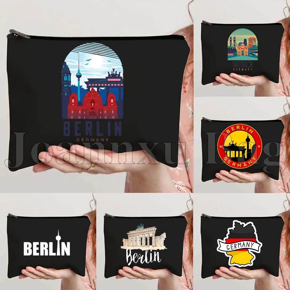 

Munich Berlin Nurnberg Germany Gifts Coat of Arms Deutschland Flag Map EMBLEM Brandenburg Cosmetic Makeup Toilet Bags Case Pouch