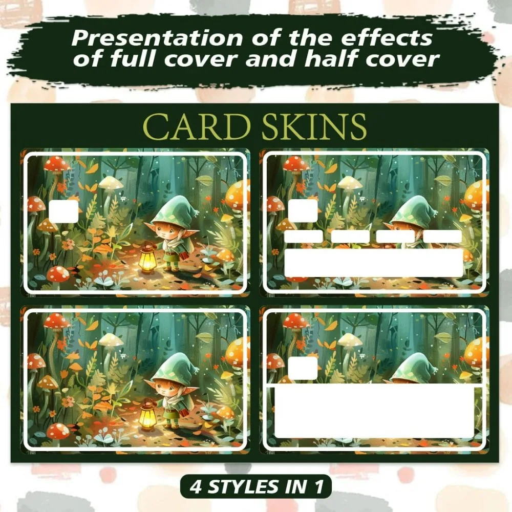 Forest Elf Credit Debit Card Skin Sticker Cover, Waterproof Scratch-Resistant and Attractive Card Skin Custom 4 Styles for