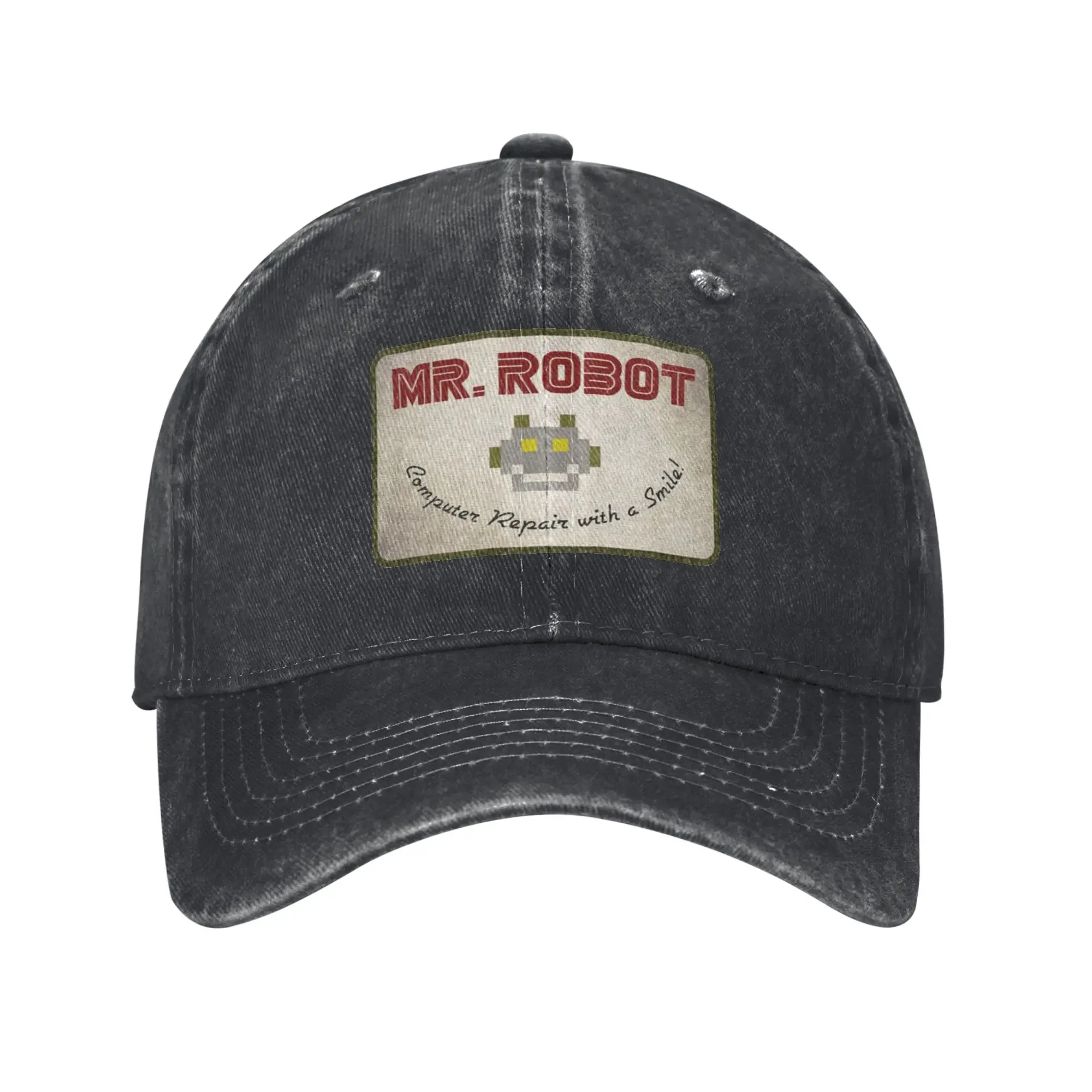 10 Styles Computer With Sourires Anime Funny Mr Robot Retro Cowboy Washed Baseball Caps Mens Denim Hats Woman Snapback Cap