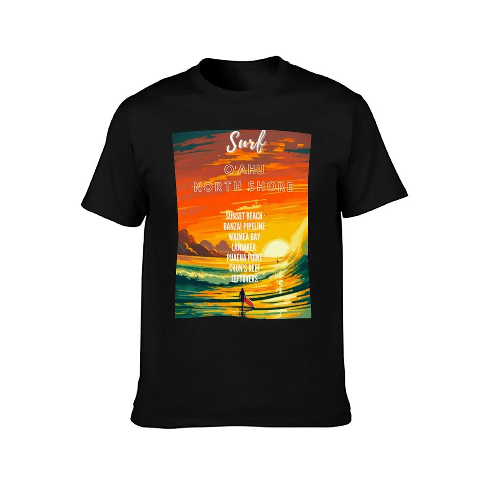 Surf Oahu, Hawaii, North Shore vintage big wave surfing advertising poster, sunset beach, banzai pipeline, Waimea Bay, l T-Shirt