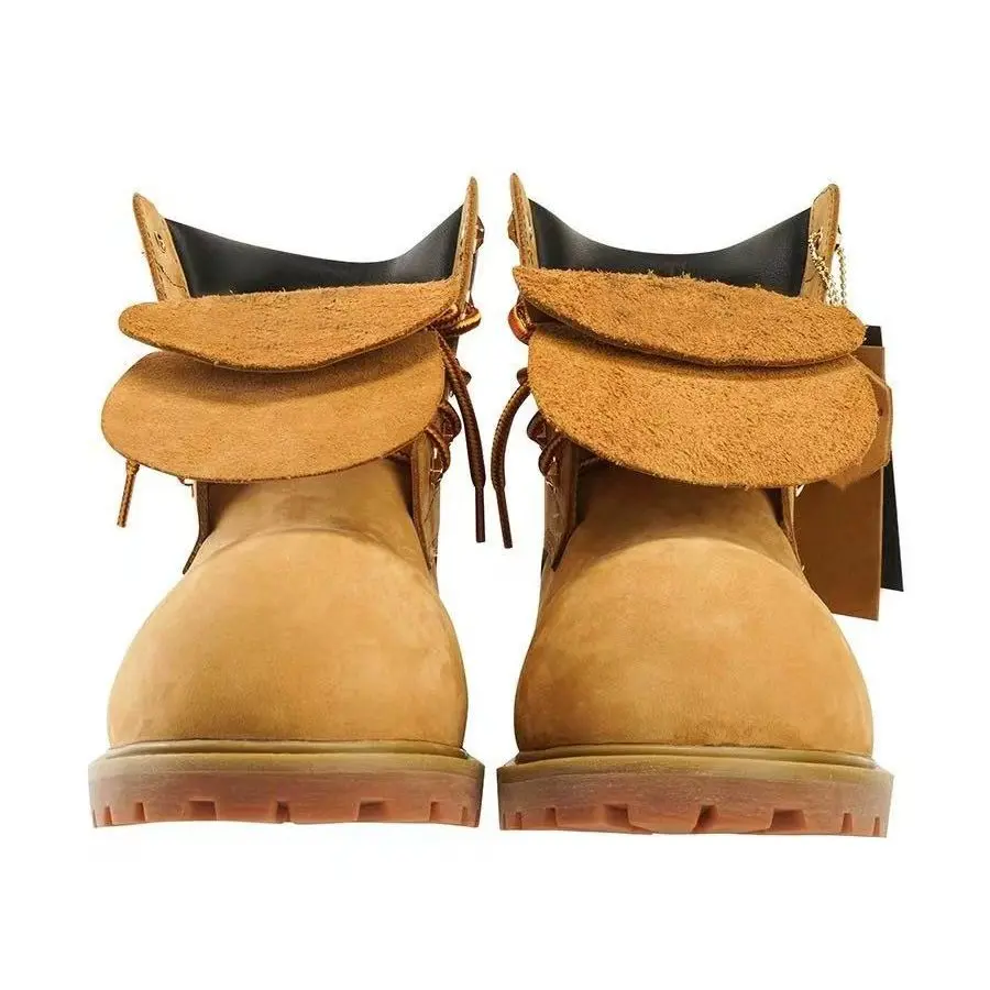 Fall 2025  Big Head Men's Work  Boots Desert Style Short Tubular Leather Shoes Retro Stitching Low Heel