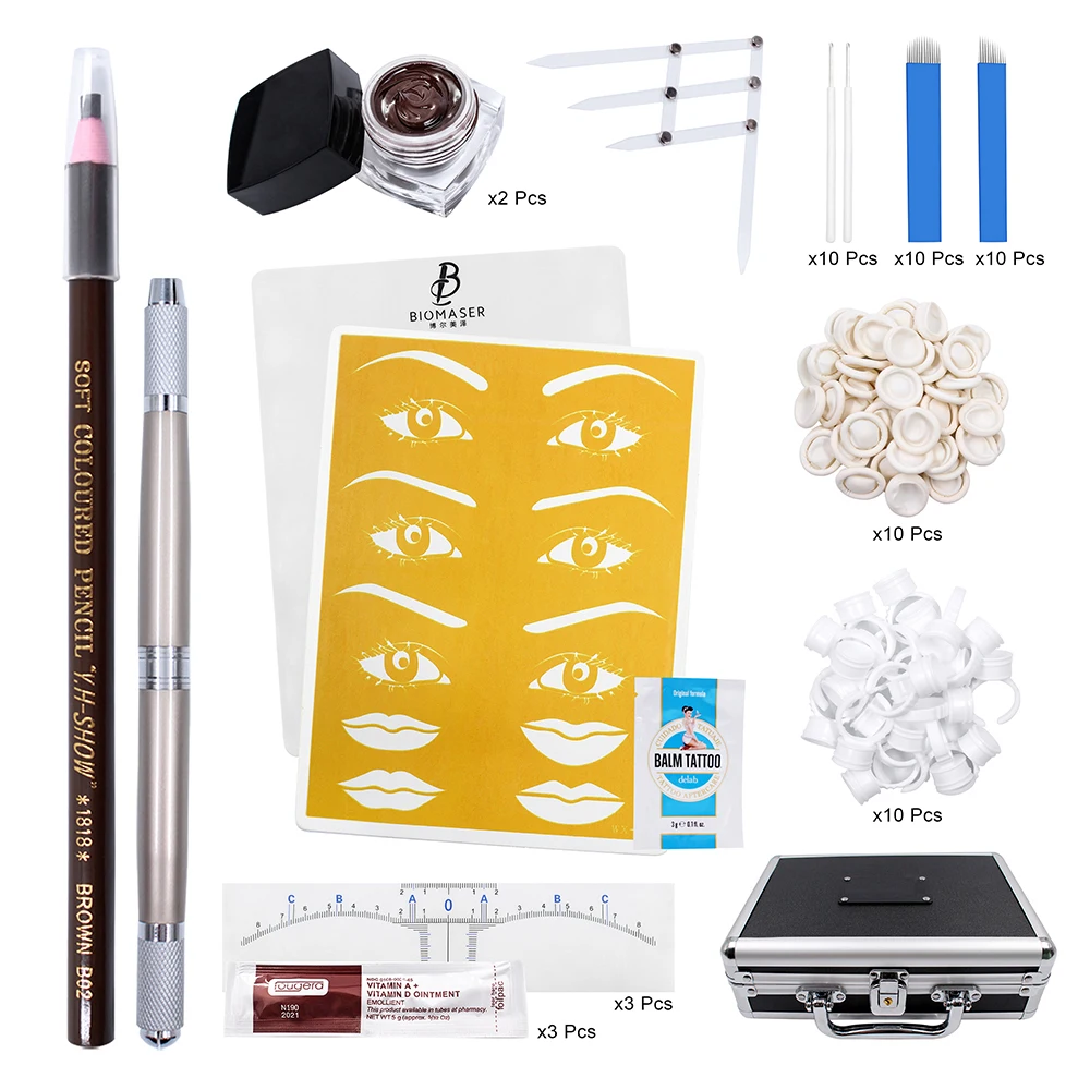 3D Microblading Pen Tattoo Training Kit Eyebrow Tattoo Practice Professional Permanent Makeup Tattoo Eyebrow