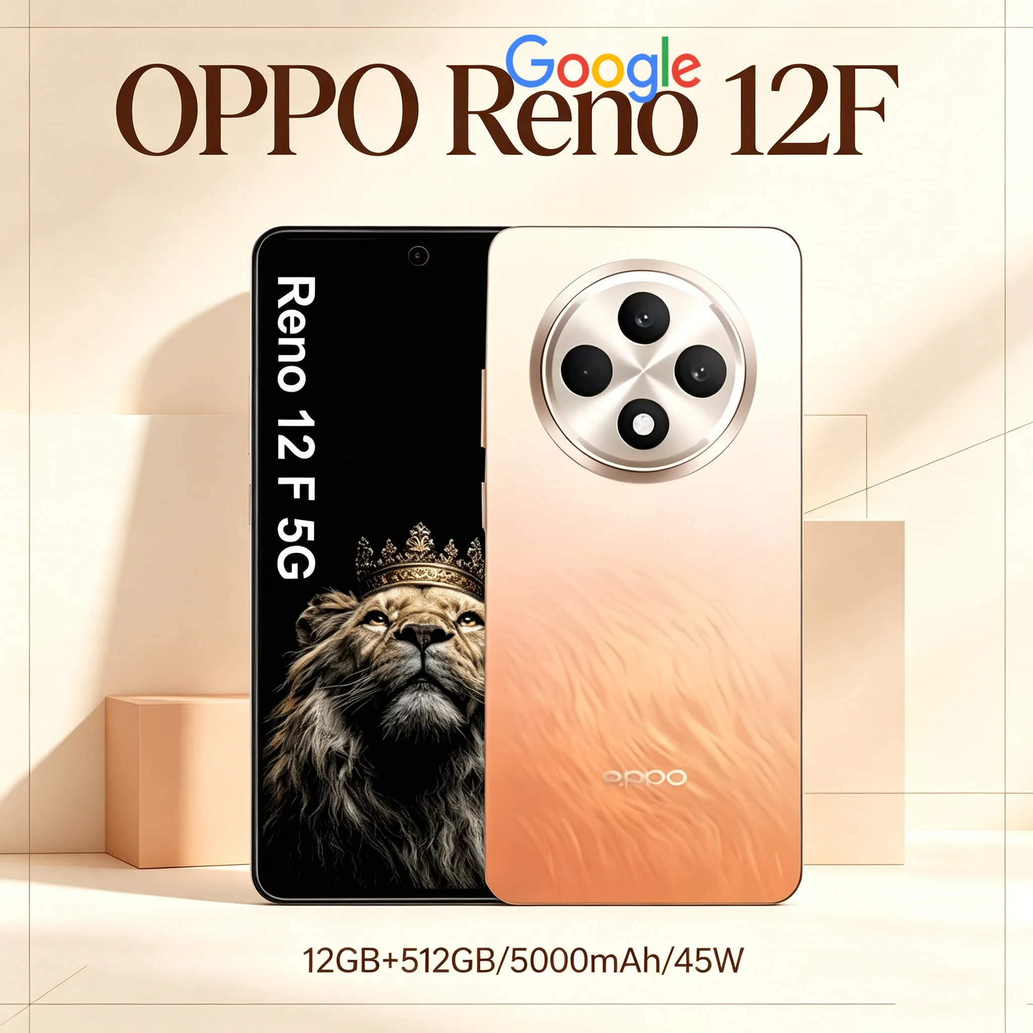 OPPO Reno 12F fashion smart 5G full Netcom mobile phone 6.67-inch HD screen 5000mAh/45W super flash charge/12GB+512GB/NFC