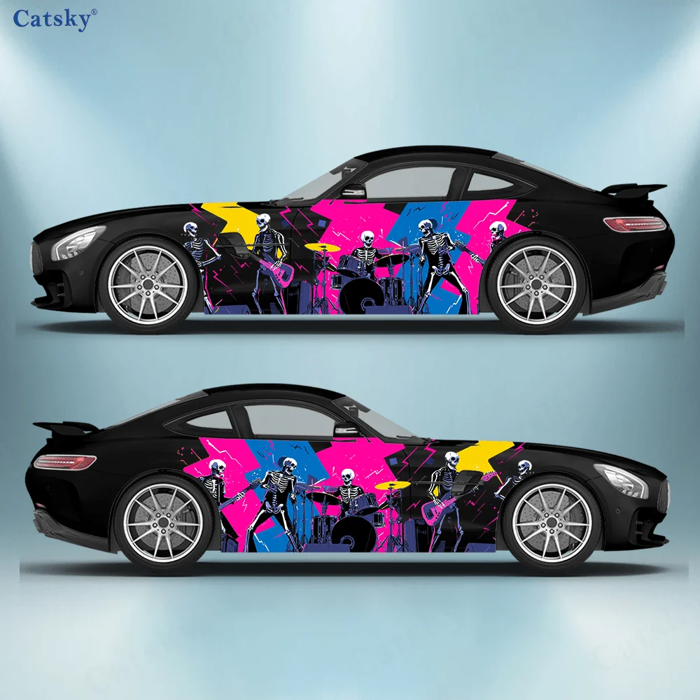 

Colorful Rock Skeleton Band Car Vinyl Wraps Decal Self-adhesive PVC Sticker Suitable for Trucks SUV Decor Auto Accessories Gift