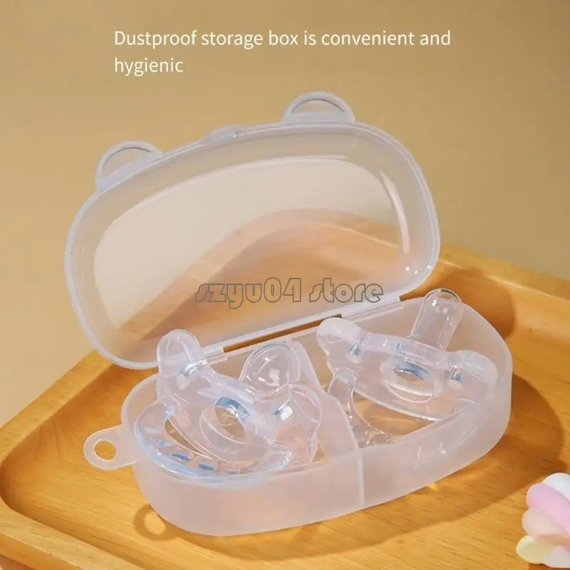 

4X7D 2Pcs Baby Pacifiers Soft Silicone Mimics Breast Design for Smooth Weaning 0-18 Month Infant Soother with Box