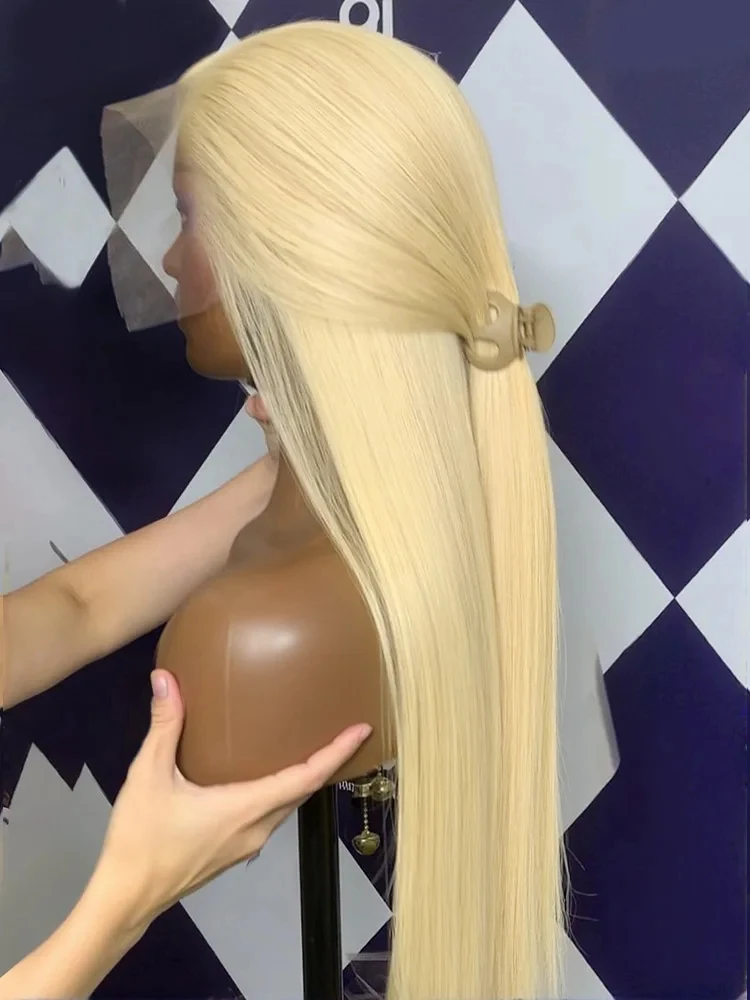 

Парик из натуральных волос 230 плотности, цвет 613 медовый блонд, 13x4, прямой, с кружевной передней частью, 30-40 дюймов, бразильские окрашенные парики с HD кружевной передней частью 13x6