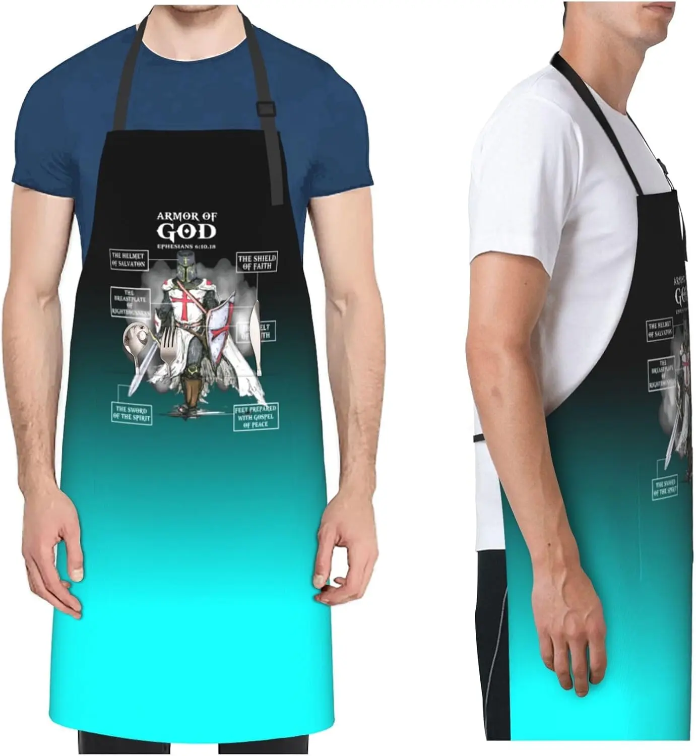 Armor Of God Bible Verse Great Gift For Religious Kitchen Bib Apron Adjustable With 2 Pockets Water Cooking Kitchen Chef Aprons