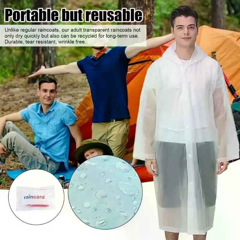 5pcs Portable Disposable Raincoat Card Size Lightweight Waterproof Rain Coat for Emergency Outdoor Travel Events