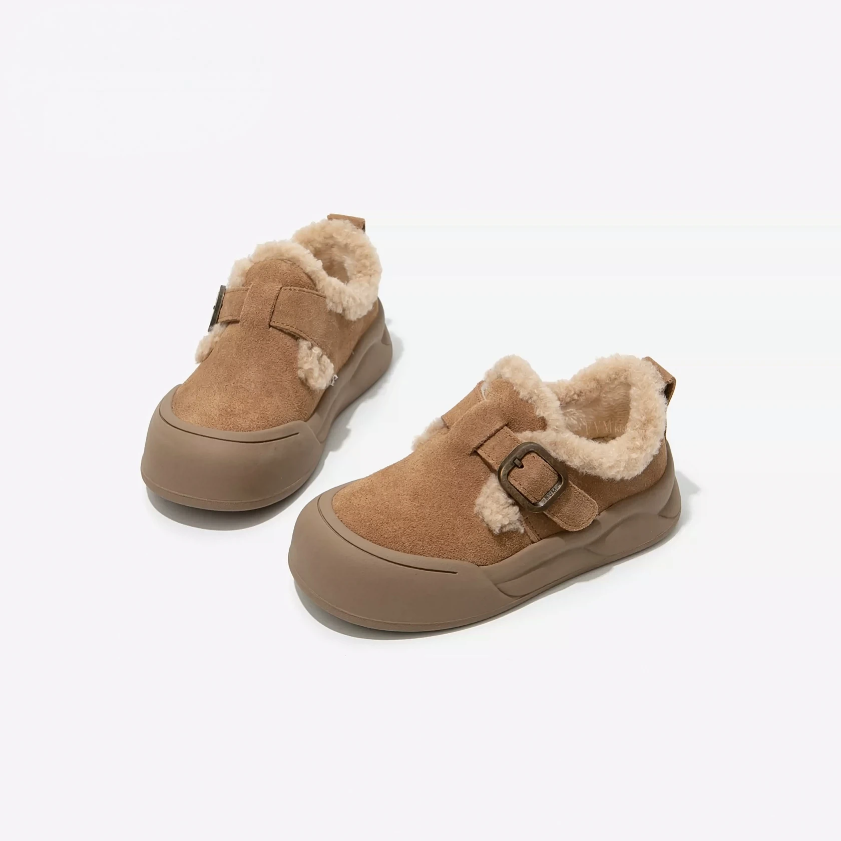 Toddler Kids Winter Warm Clogs, Double Fleece Lined, Plush Trim, Buckle Strap, Non Slip Thick Sole for Cold Daily Wear