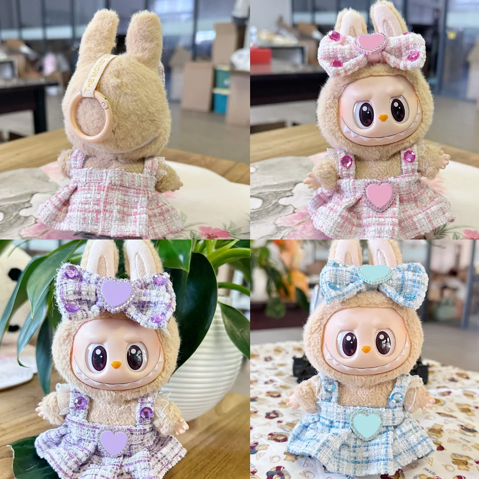 

Подходит для 15-17 см labubu V1 V2, розовое благородное платье принцессы в форме сердца, украшения для одежды, аксессуары, подарки на день рождения