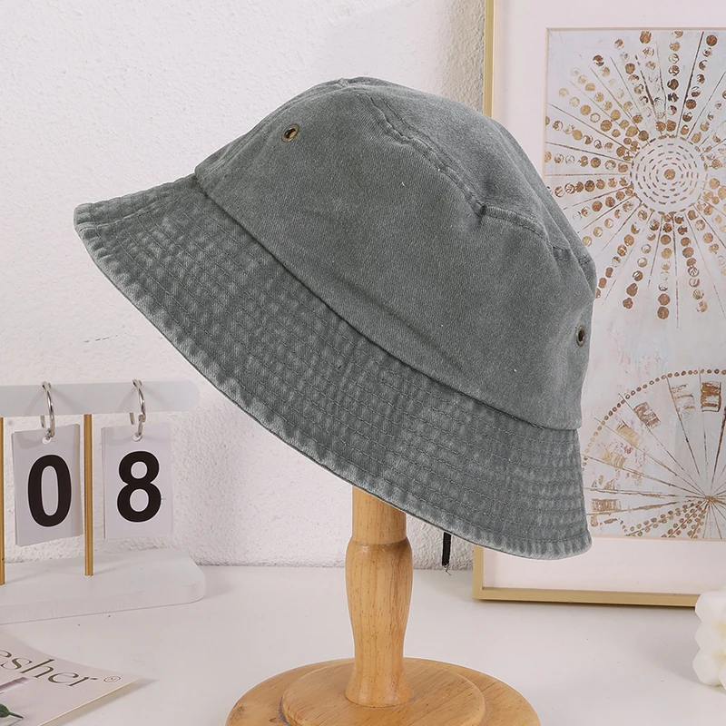Solid Color Washed Bucket Hats Spring Summer Lightweight Breathable Fisherman Caps Unisex For Outdoor Vacation Daily Wear view 6