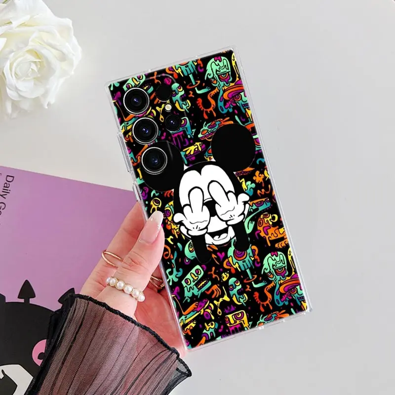 حافظة لهاتف سامسونج جالاكسي S24FE S25 S23 S21 Ultra S20 S24 FE S22 S25 Plus A35 A55 5G حافظة ميني كارتونية ميكي غطاء شفاف #5