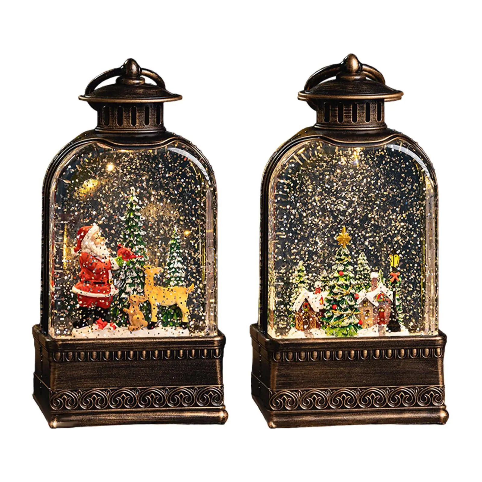 Christmas Lantern Lights Glitter Desktop Decoration for Festival Table Decor