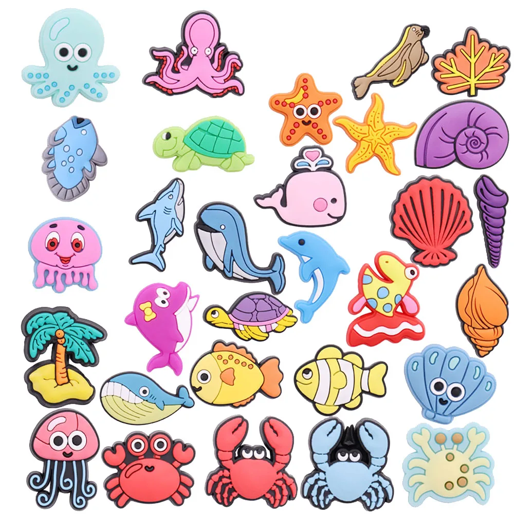 Single Sale PVC Shoe Charms Whale Octopus Dolphin Turtle Slipper Accessories Garden Shoes Buckle Ornaments For Kids Gift