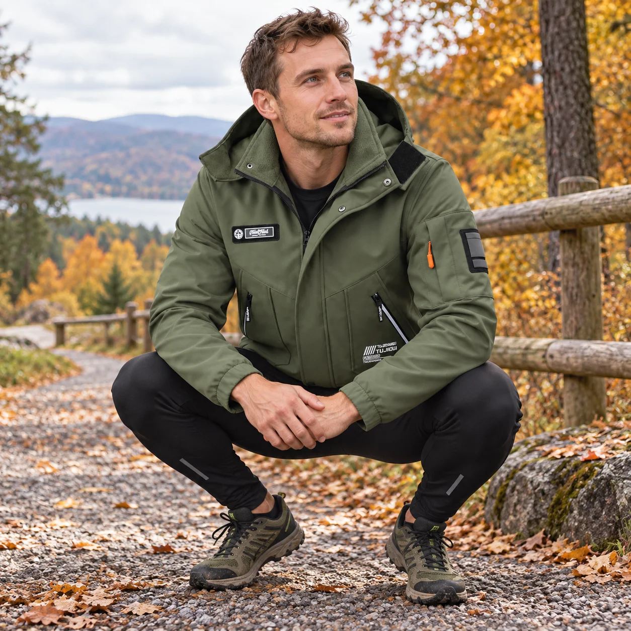 Men's Fleece Lined Tactical Detachable Hood Jacket Multi Pocket Windproof Water Resistant Warm Outdoor