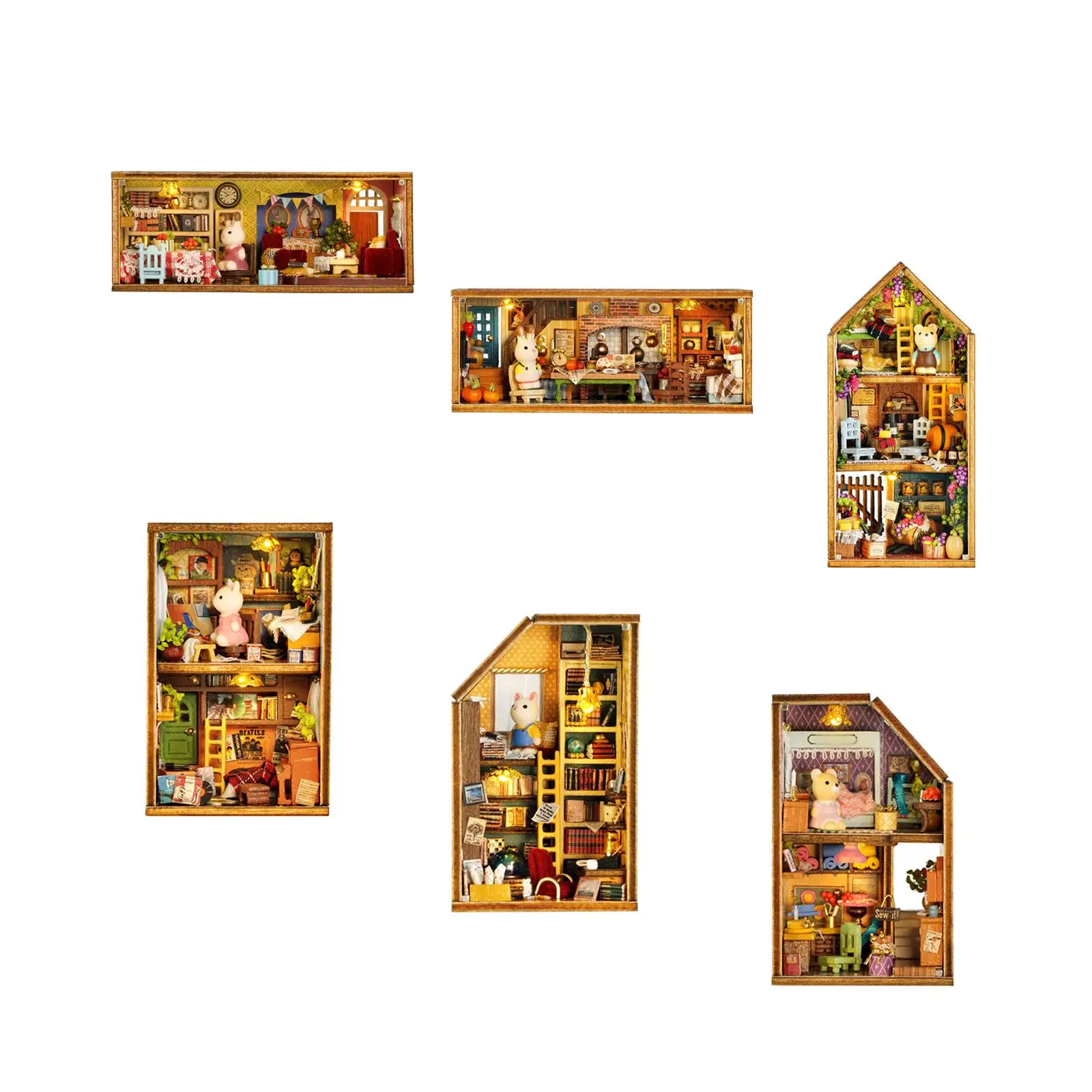 

Wooden Doll House Party Favors Building Blocks Realistic Miniature Dollhouse