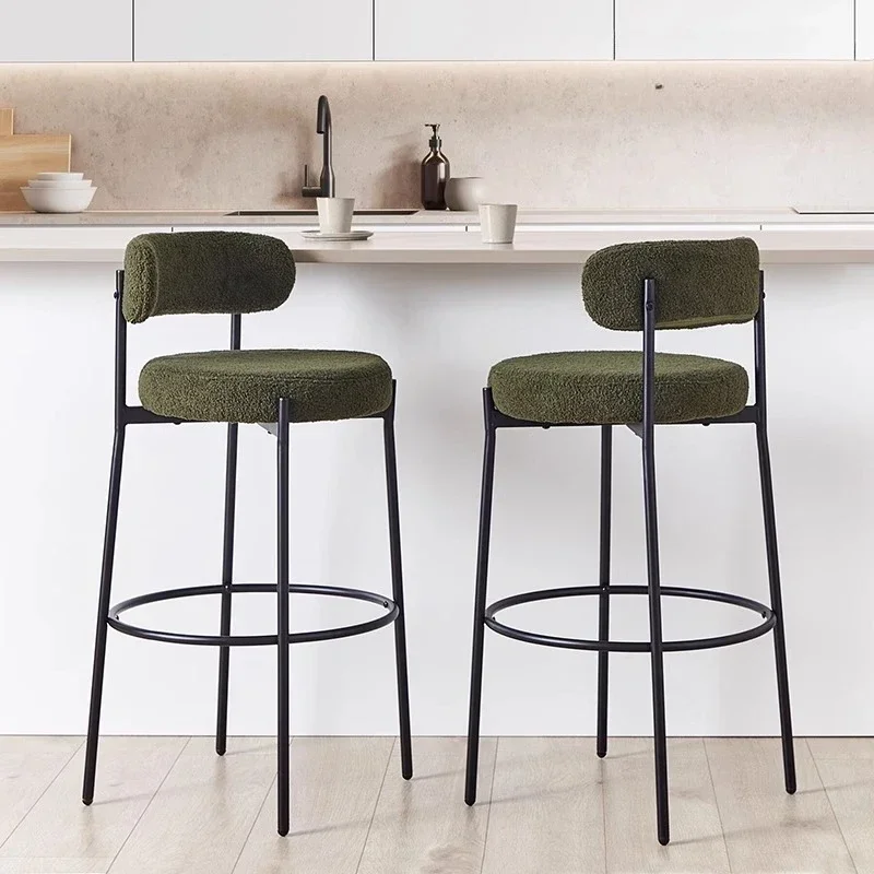 Home Backrest Bar Chair Designer Island Table Dining Chair Bar Chair Bar Stool French Medieval
