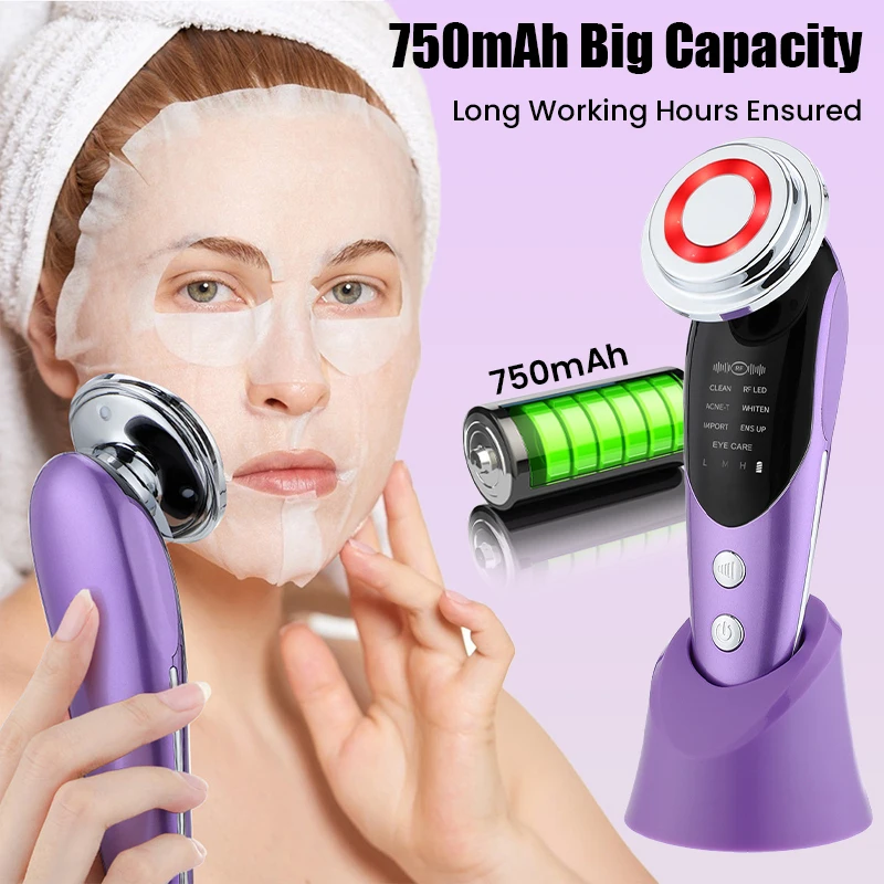 7 في 1 جهاز رفع الوجه EMS مكركرنت الساخن الباردة ضغط تجديد الجلد الوجه الرقبة ثبات مدلك جهاز العناية بالجمال