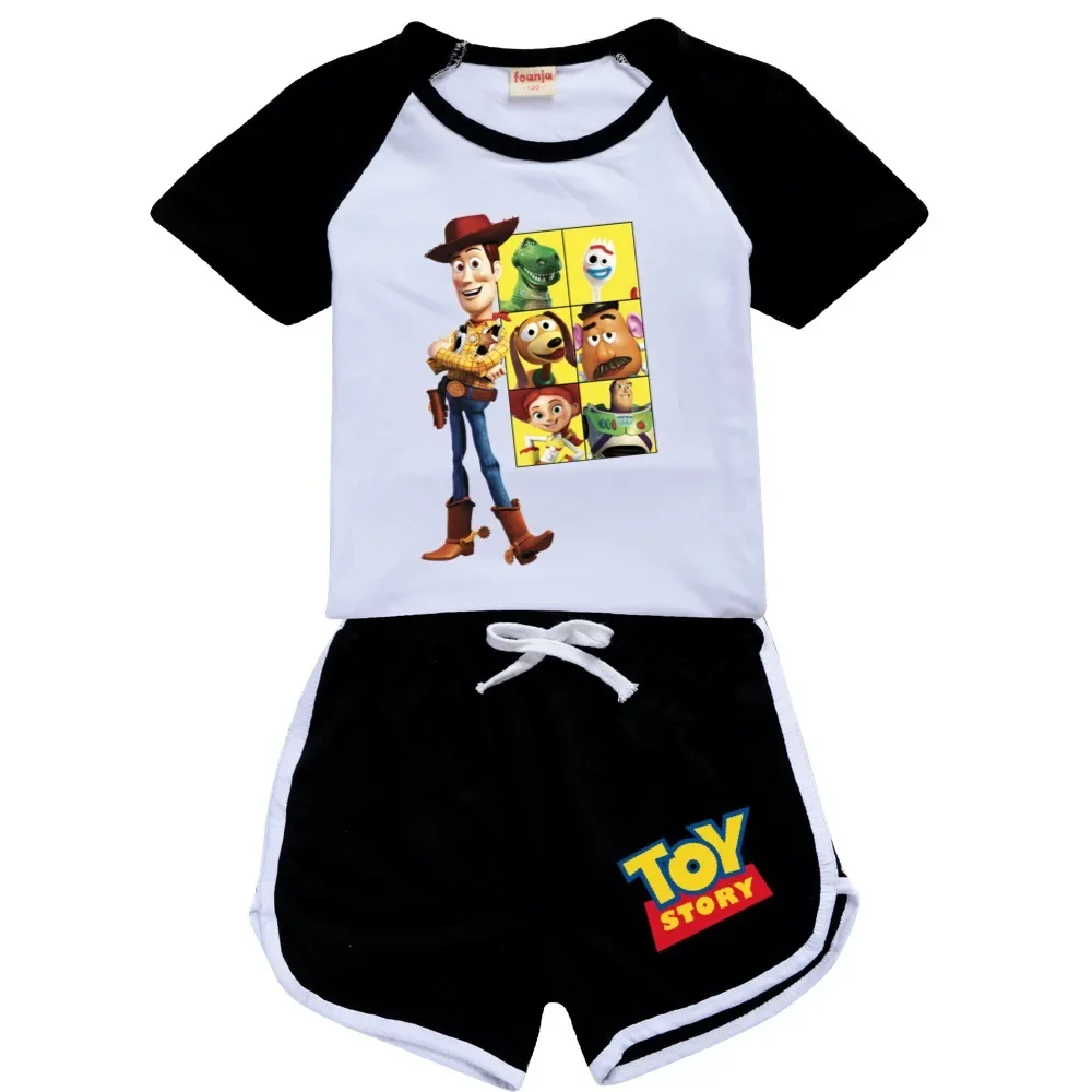 Cartoon Pixar Toy Story 4 Baby Boy Girl Clothing Set T-shirt a maniche corte per bambini + Shorts Suit Buzz Woody Kids costumi in cotone