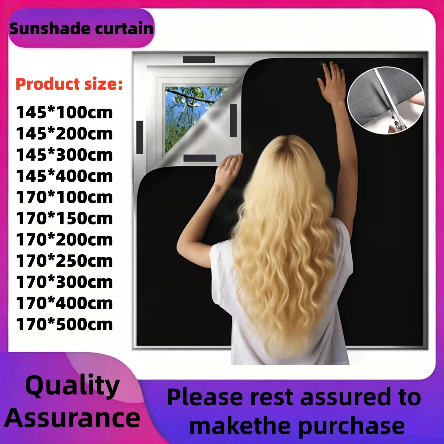 Portable Blackout Curtains Suitable for Bedroom Windows, Thermal Insulating Non-Perforated Blocking Panels for Complete Darkness