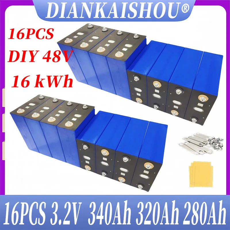 

16 шт. 3,2 В 310 Ач 320 Ач 340 Ач 304 Ач 105 Ач 280 К 280 Ач LiFePO4 Аккумулятор Совершенно новый класс A DIY 12 В 24 В 48 В Солнечная батарея RV EV Кемпинг без налога