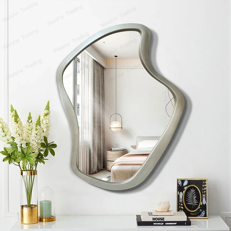 Nordic irregular vanity mirror light luxury wall hanging art decoration special-shaped anti-fog bathroom vanity mirror
