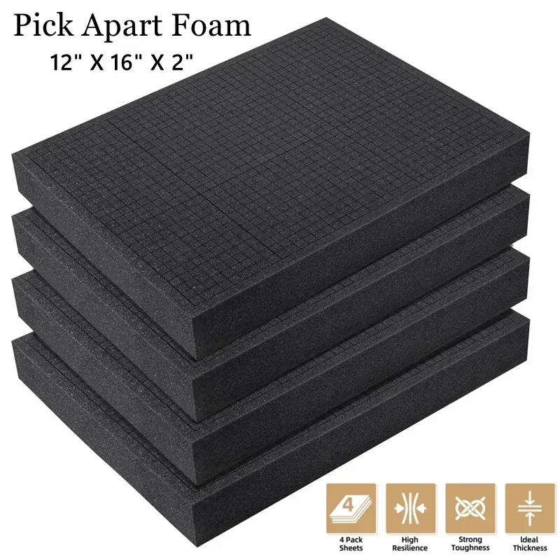 4 Pack 40x30x5cm Pick Apart Foam Insert Pluck Pre-cut Foam DIY Shape for Board Cases Storage Drawer Toolbox Foam Inserts