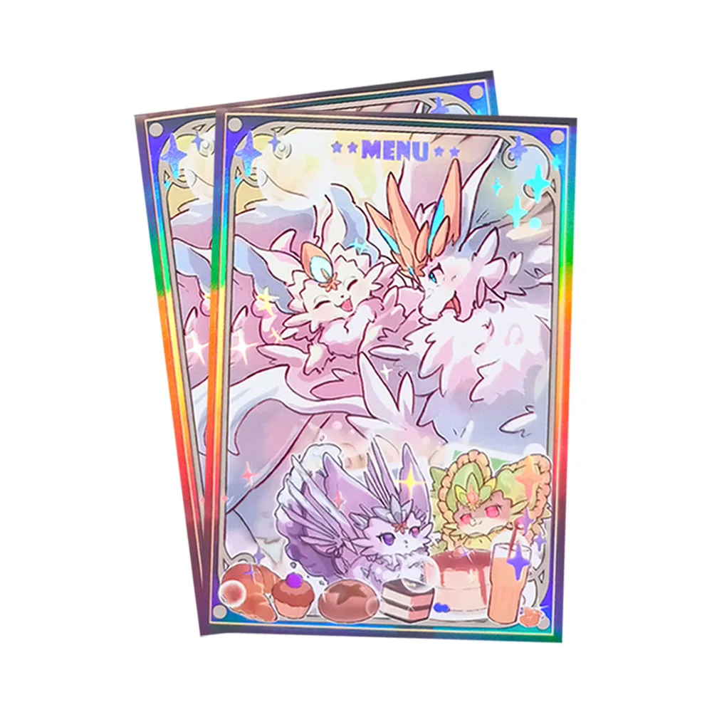 63x90mm 50PCS Holographic Sleeves YUGIOH Card Sleeves Illustration Anime Protector Card Cover for Board Games Trading Cards