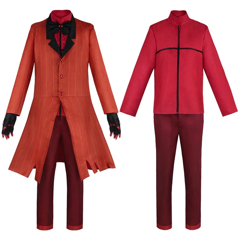 

Anime Hazbin Cosplay Hotel ALASTOR Uniform Costume Jacket Pants Shirt Tie Gloves Wig Full Set Carnival Party Red Suit For Adult