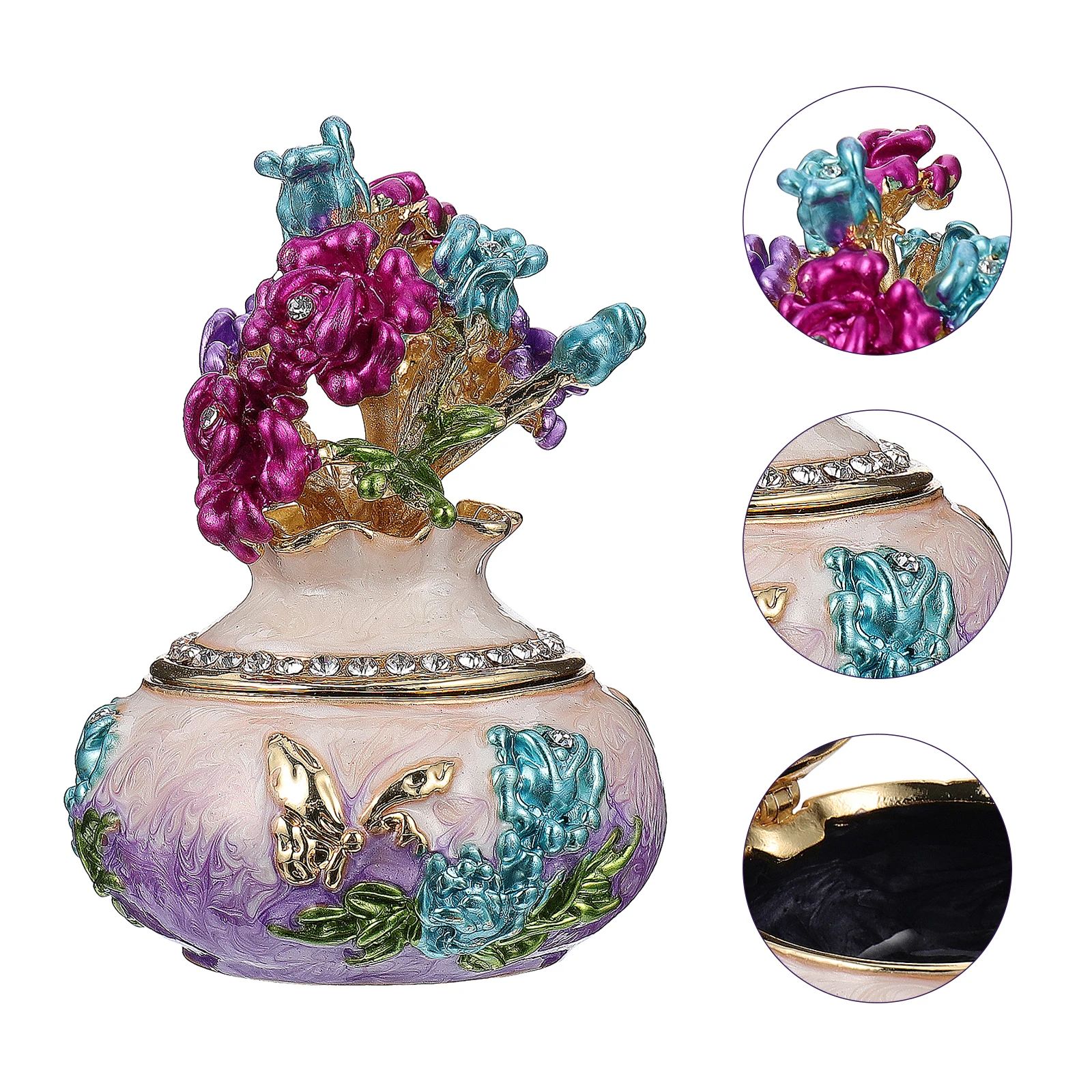 

Jewelry Storage Container Enamel Case Safe Metal Material Long Time Use Gift for Women Girls Friends All Occasions
