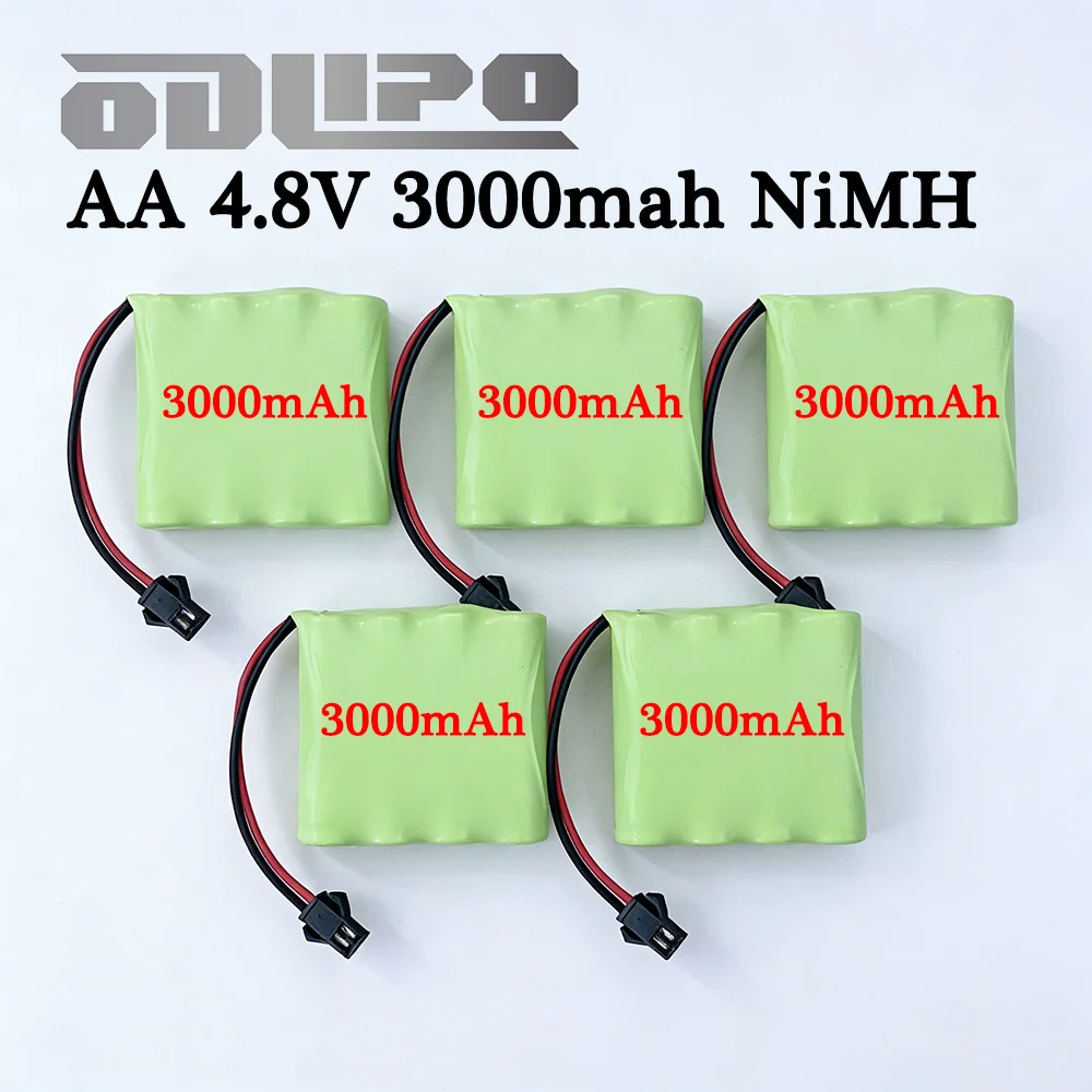 1/2/3/5/10Pcs NiMH Battery 4.8v 3000mAh For RC Cars Tanks Trucks,  AA With SM Plug 4.8v Rechargeable Battery Pack