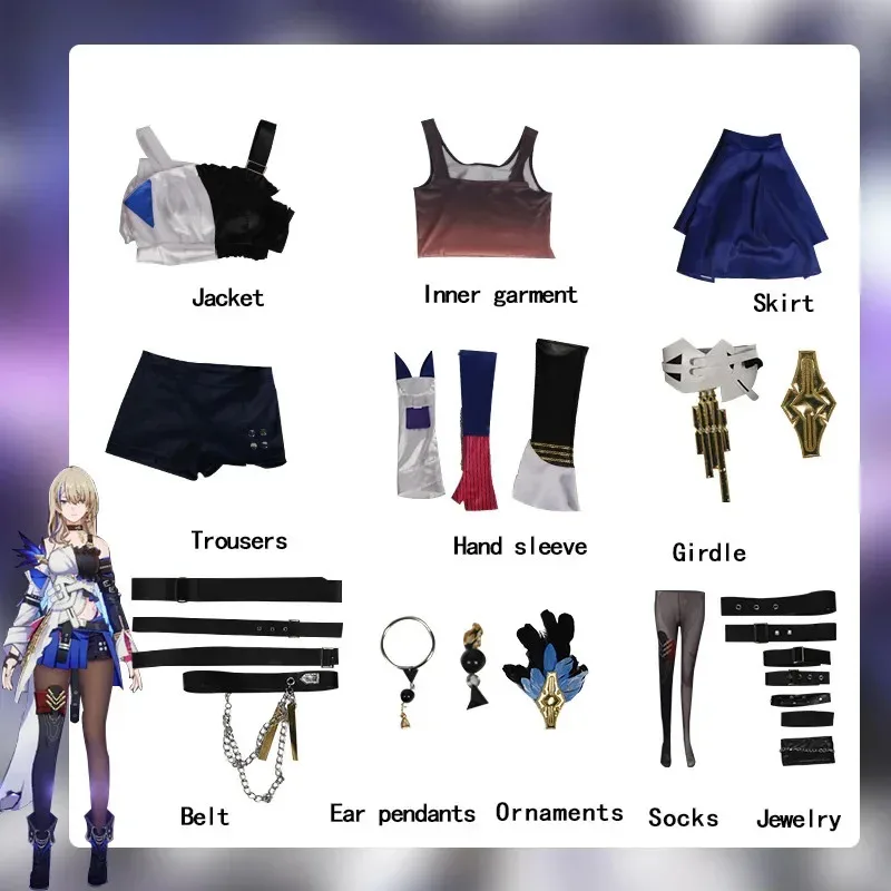 Serval cosplay traje honkai estrela ferroviário serval landau cosplay peruca vestido jogo uniforme roupas festa de halloween carnaval roupas