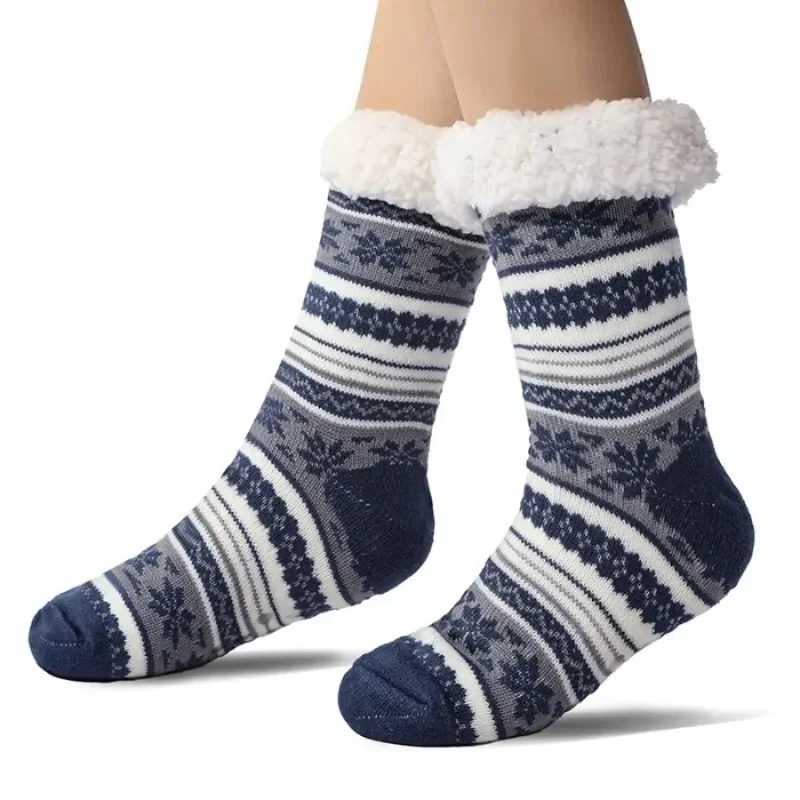 Flauschige rutschfeste Socken für Herren, gestreift, für den Winter, warm, kurz, verdickt, zum Schlafen zu Hause, thermisch, weich, rutschfest, flauschige Socken für Herren