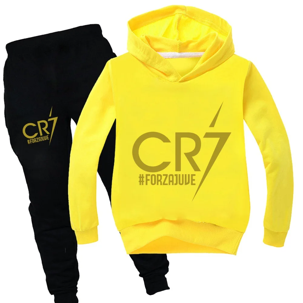 Kid's Spring Autumn Football Idol CR7 Clothes Hoodie+Pants Suit Suitable For Sports And Leisure Xmas Birthday Gift Children