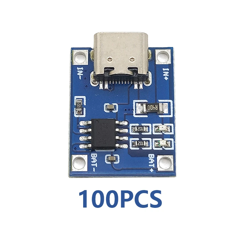 Зарядная плата Mini/ Type-c / Micro USB 5V 1A 100 TP4056 18650, модуль зарядного устройства литиевой батареи шт.