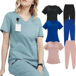 Women Scrub Sets Medical Uniforms Surgical Gowns Nurses Accessories Hospital Dental Clinic Beauty Salon Workwear Clothes Suit