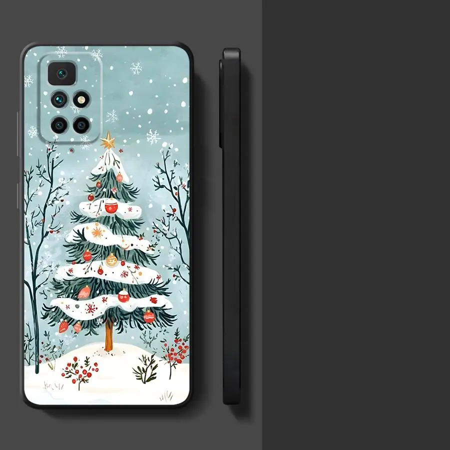 Case for Xiaomi Redmi A1 A2 Plus 14C 10 A4 K40 K80 Pro 12C 9 A3 13C A5 Black Soft Phone Cover Christmas Tree Art