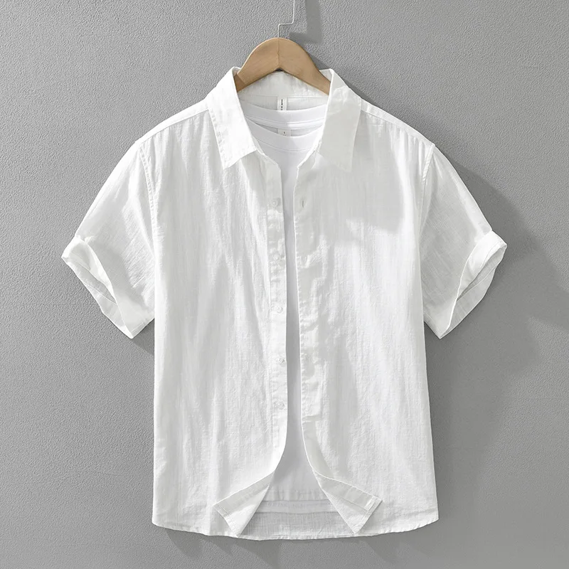 

Рубашки с коротким рукавом из 100% хлопка в японском стиле, мужские летние повседневные свободные модные однотонные мужские рубашки TS-892, Chemise Homme