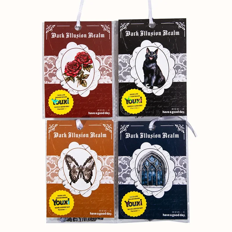 20pcs Gothic Hard Card Sticker  Black Cat Dark Fantasy Writing Alien Material package Decorative Supplies Background 120*86mm - view 5