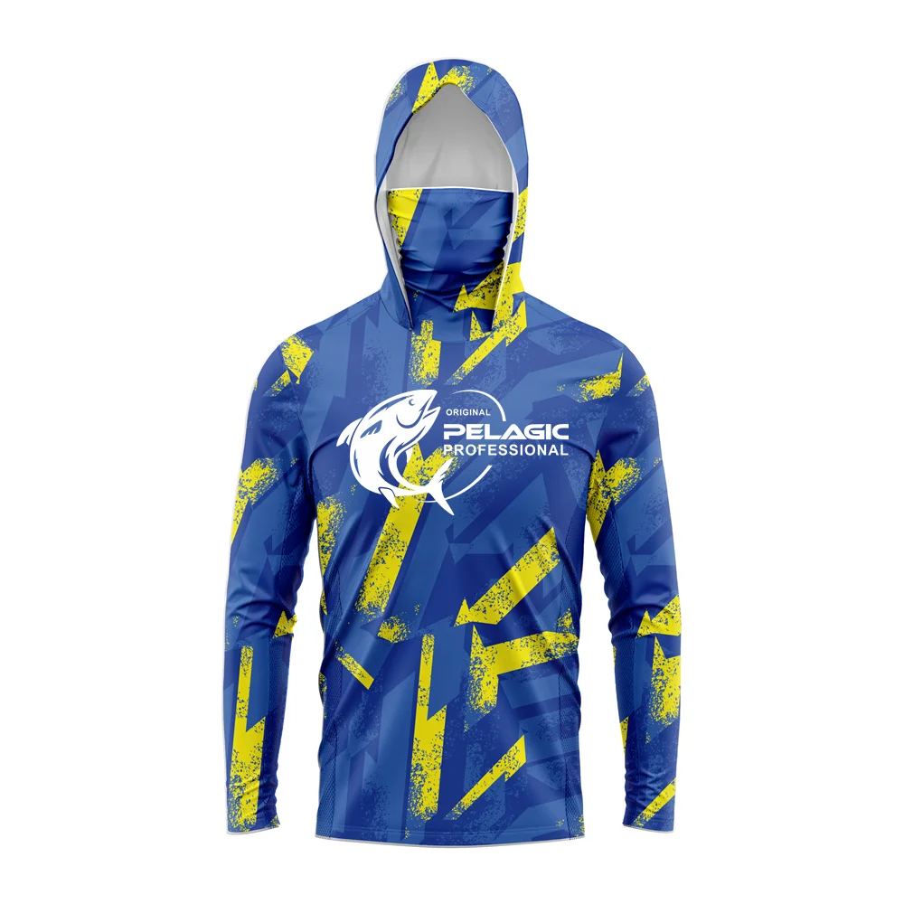 

original pelagic professional Men Hood Fishing Shirt long sleeve fishing t shirt uv protection Fishing Apparel
