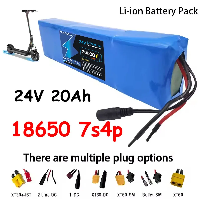 24V 7S4P 18650 20Ah Batería Recargable De Iones De Litio 29,4V Para Baterías + Cargador De 29,4V